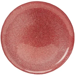 Assiette à dessert en verre strié rouge^Gifi New