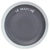 Assiette à dessert grise contour blanc inscription Le marché^Gifi