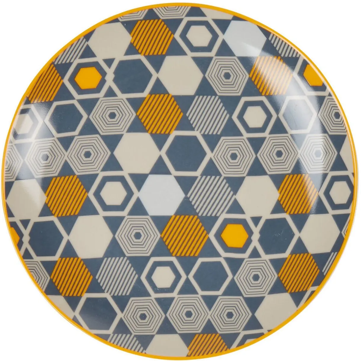 Assiette à dessert motif hexagones multicolores^Gifi Discount