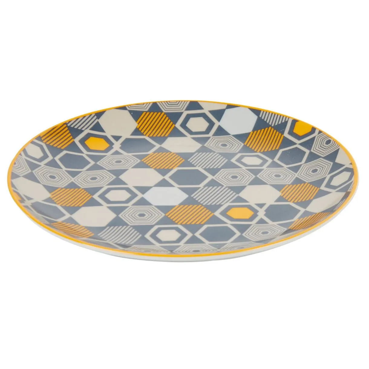 Assiette à dessert motif hexagones multicolores^Gifi Discount