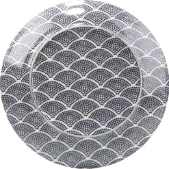 Assiette à dessert motif vague japonaise bleue et blanche^Gifi Best