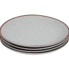 Assiette à dessert Oreige décor trèfles à bord rouge x4^Gifi Clearance