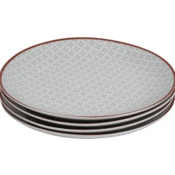 Assiette à dessert Oreige décor trèfles à bord rouge x4^Gifi Clearance