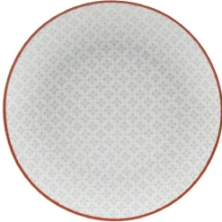 Assiette à dessert Oreige décor trèfles à bord rouge x4^Gifi Clearance