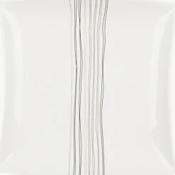 Assiette à dessert porcelaine blanche lignes grises^Gifi Online