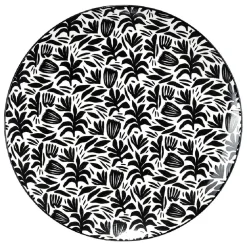 Assiette à dessert porcelaine motif feuillage noir blanc Ø19xH2cm^Gifi