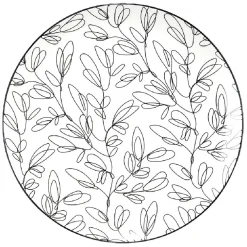 Assiette à dessert porcelaine motif feuillage noir blanc Ø19xH2cm^Gifi