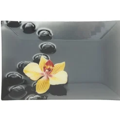Assiette à dessert rectangulaire motif galet et fleur^Gifi Clearance