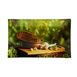 Assiette à dessert rectangulaire design ail et pain^Gifi Clearance