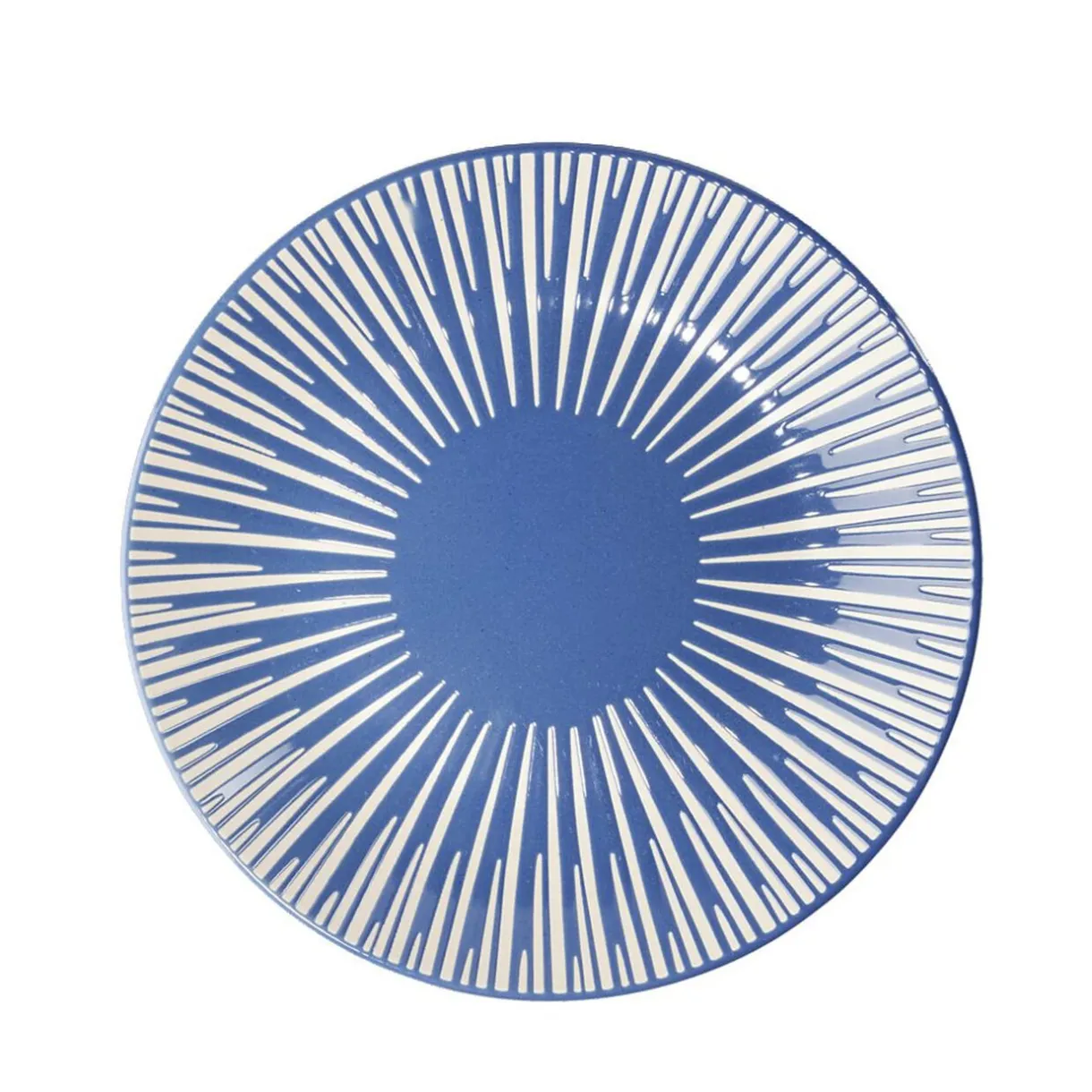 Assiette à dessert Rio en faïence bleu et blanc Ø19cm^Gifi New