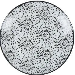 Assiette à dessert ronde blanche et noire Sara^Gifi Best