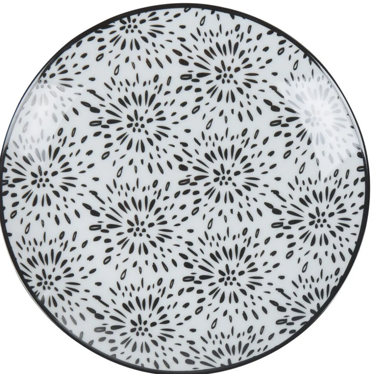Assiette à dessert ronde blanche et noire Sara^Gifi Best