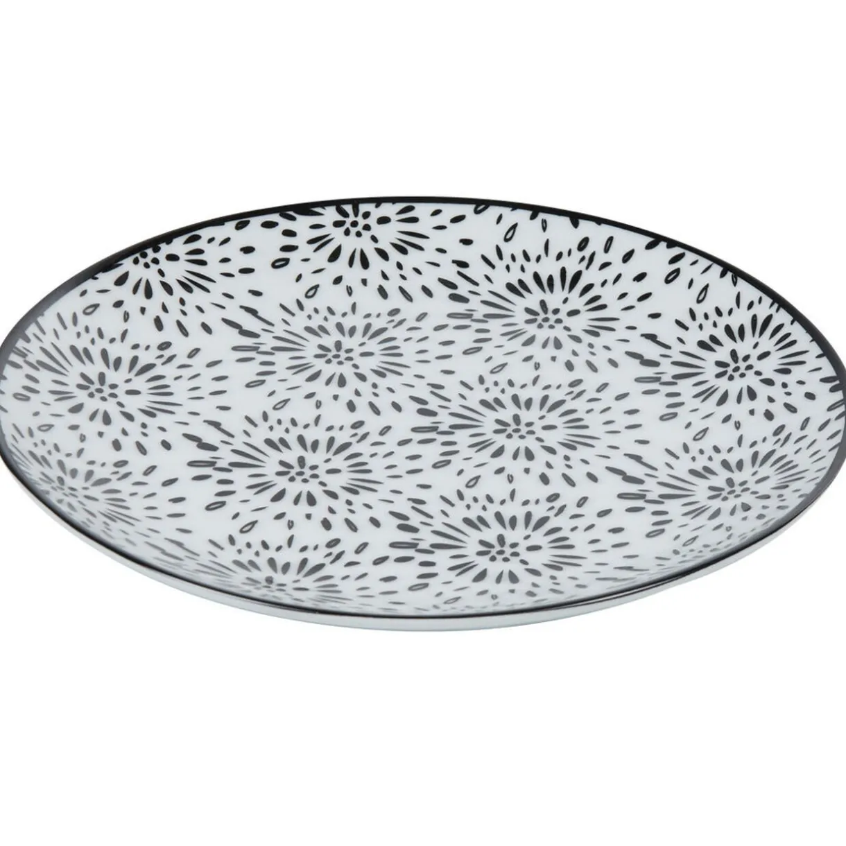 Assiette à dessert ronde blanche et noire Sara^Gifi Best