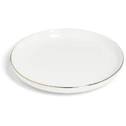 Assiette à dessert ronde blanc et doré Ø19cm porcelaine^Gifi Sale