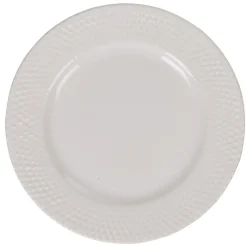 Assiette à dessert ronde céramique rebord embossé uni blanc^Gifi
