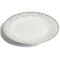 Assiette à dessert ronde Ø19cm porcelaine pois blanc et doré^Gifi Hot