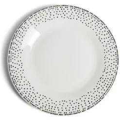 Assiette à dessert ronde Ø19cm porcelaine pois blanc et doré^Gifi Hot