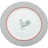 Assiette à dessert ronde design poule rebord motif triangulaire^Gifi Clearance