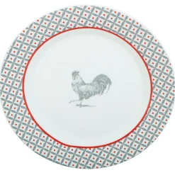 Assiette à dessert ronde design poule rebord motif triangulaire^Gifi Clearance