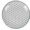 Assiette à dessert ronde motif géométrique bleu Urban^Gifi Online
