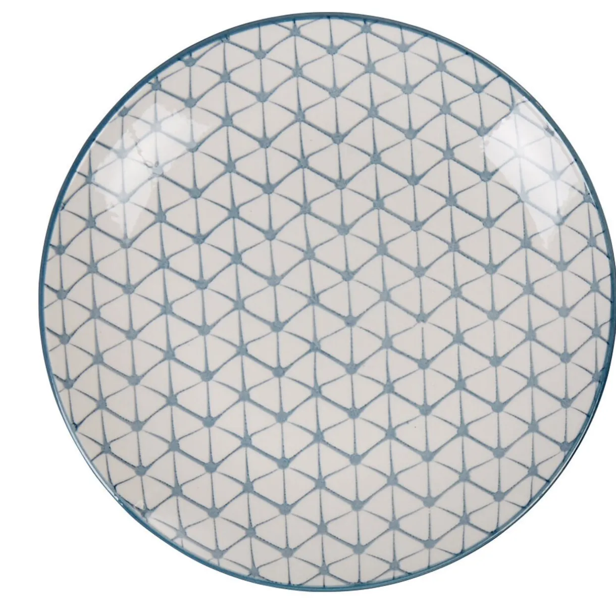 Assiette à dessert ronde motif géométrique bleu Urban^Gifi Online