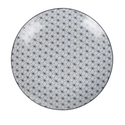 Assiette à dessert ronde motif géométrique prisme blanc et bleu^Gifi Best