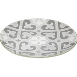 Assiette à dessert ronde motif carreau de ciment gris et blanc^Gifi Outlet