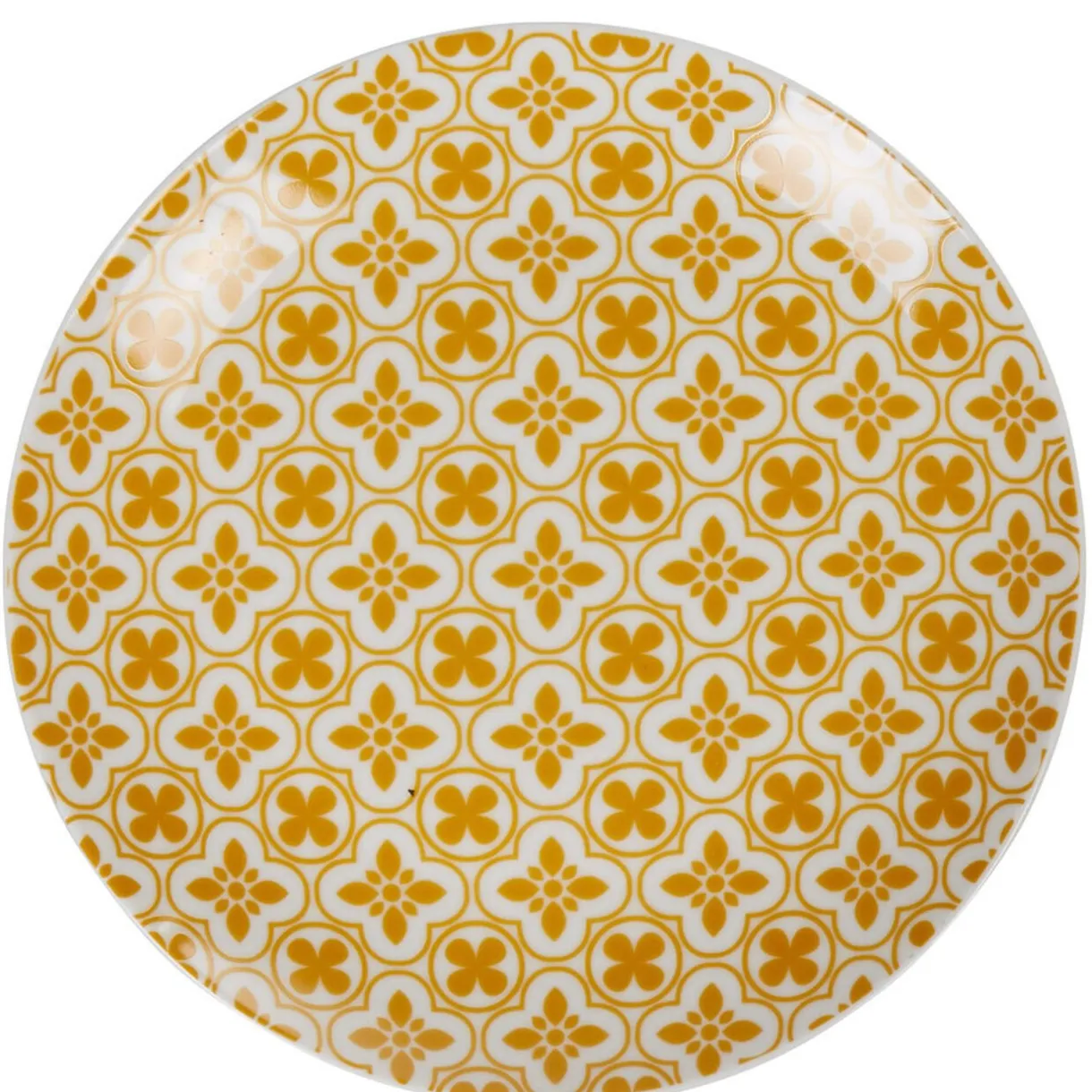 Assiette à dessert ronde rétro jaune moutarde Dolce Vita^Gifi Discount