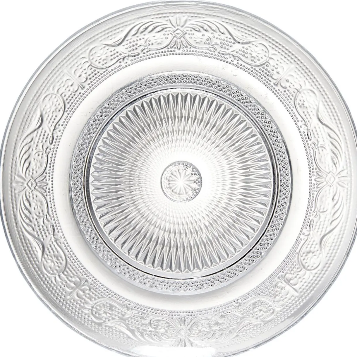 Assiette à dessert ronde transparente ciselée^Gifi New