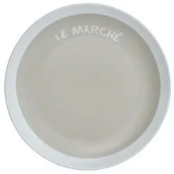 Assiette à dessert taupe contour blanc inscription Le marché^Gifi Best