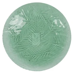 Assiette à dessert vert motif feuilles tropicales en relief^Gifi Hot
