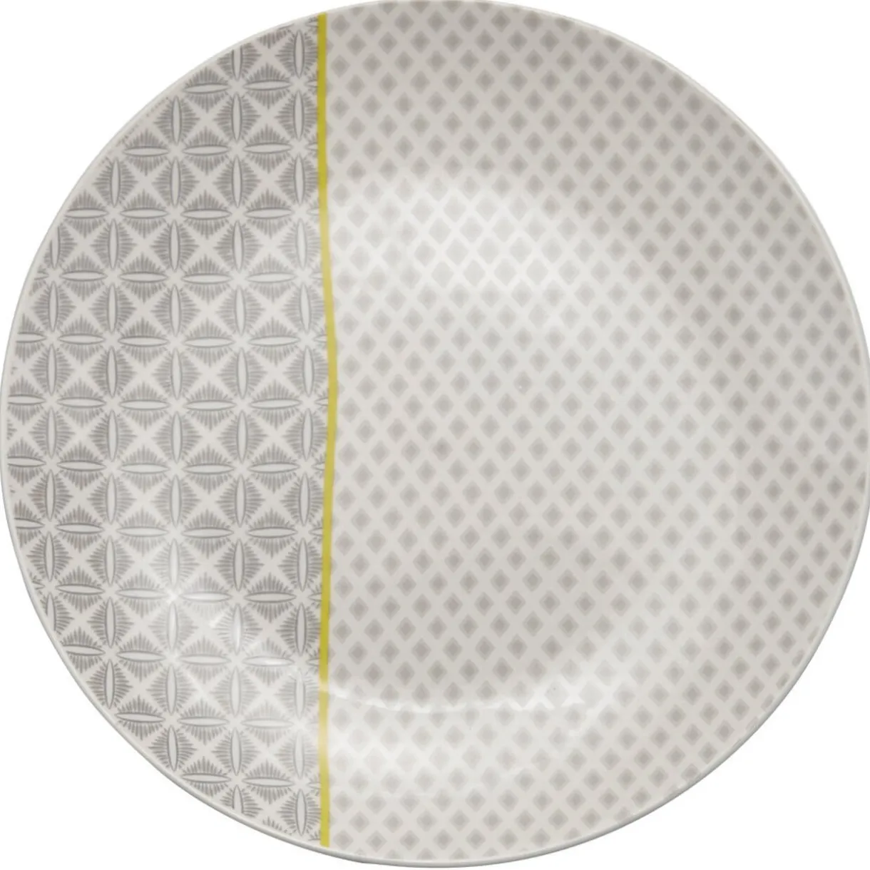 Assiette à dessert Zanzibar motif géométrique blanc et gris^Gifi Clearance