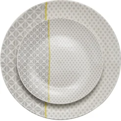Assiette à dessert Zanzibar motif géométrique blanc et gris^Gifi Clearance