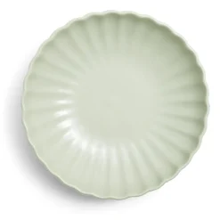 Assiette à soupe Venise rebord ondulé faïence vert sauge Ø20cm^Gifi