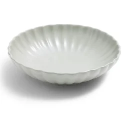 Assiette à soupe Venise rebord ondulé faïence vert sauge Ø20cm^Gifi