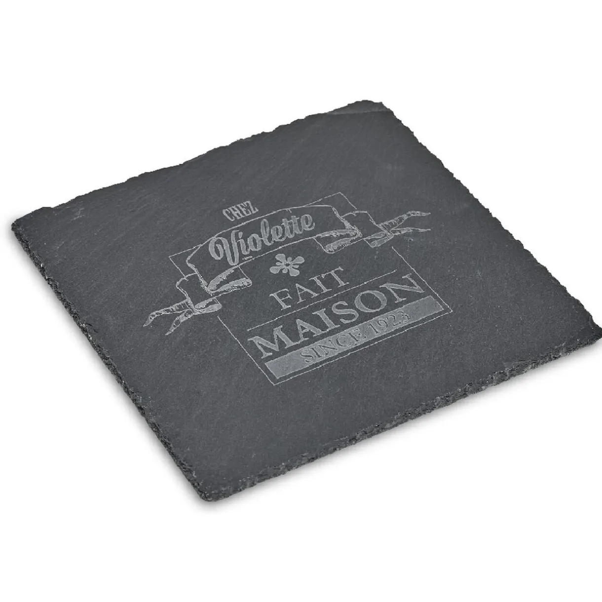 Assiette carrée ardoise "Chez Violette"^Gifi New