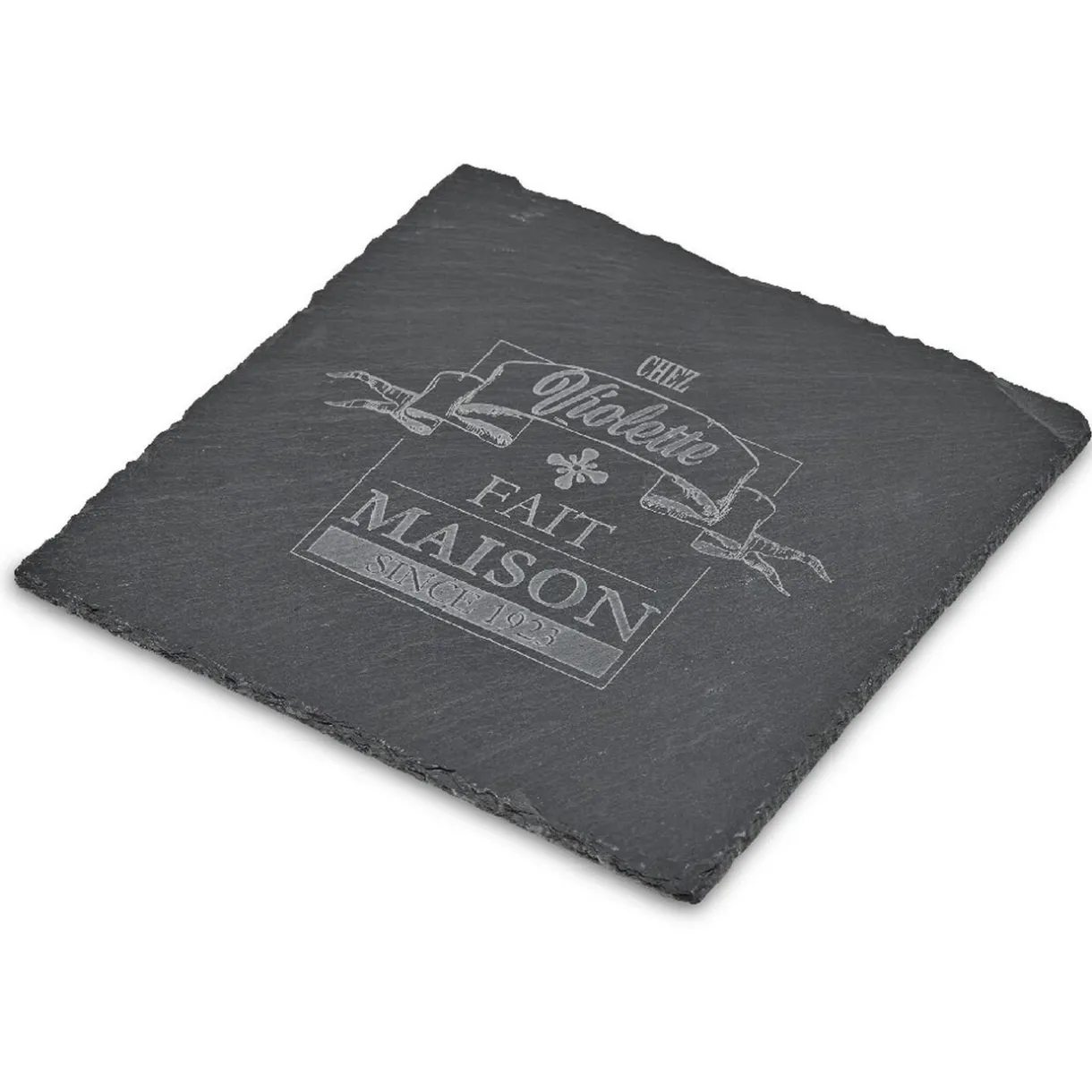 Assiette carrée ardoise "Chez Violette"^Gifi New