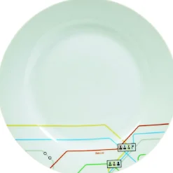 Assiette creuse blanche décor lignes multicolores^Gifi Hot