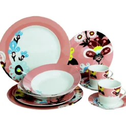 Assiette creuse blanche et rose décor fleurs^Gifi Online
