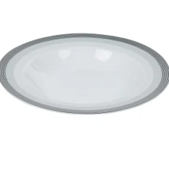 Assiette creuse blanche et grise Sérénité Rayures^Gifi Discount