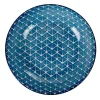 Assiette creuse bleue motif grillagé blanc Urban^Gifi Discount