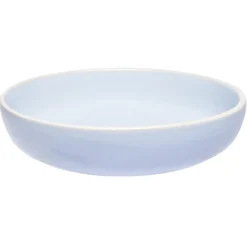 Assiette creuse en faïence bleu turquoise avec liseré crème^Gifi Discount