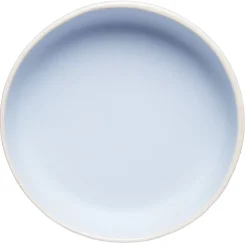 Assiette creuse en faïence bleu turquoise avec liseré crème^Gifi Discount