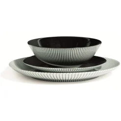 Assiette creuse en porcelaine décor rayures soleil^Gifi Discount