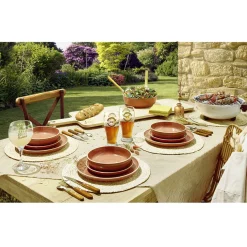 Assiette creuse faïence Terracotta avec liseré crème^Gifi New