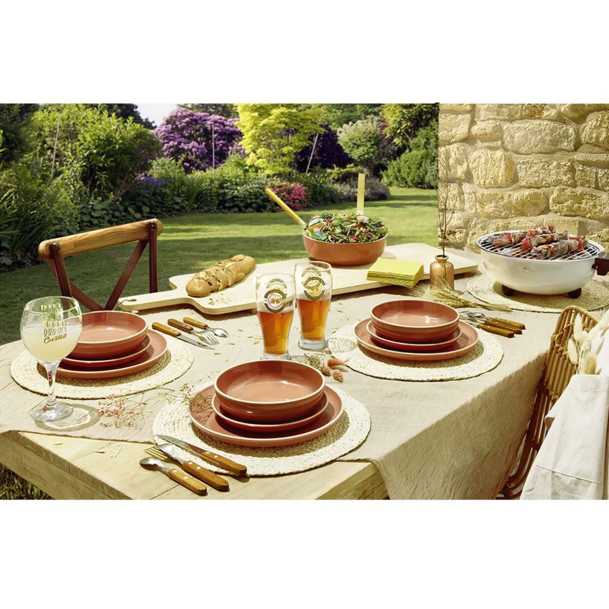 Assiette creuse faïence Terracotta avec liseré crème^Gifi New
