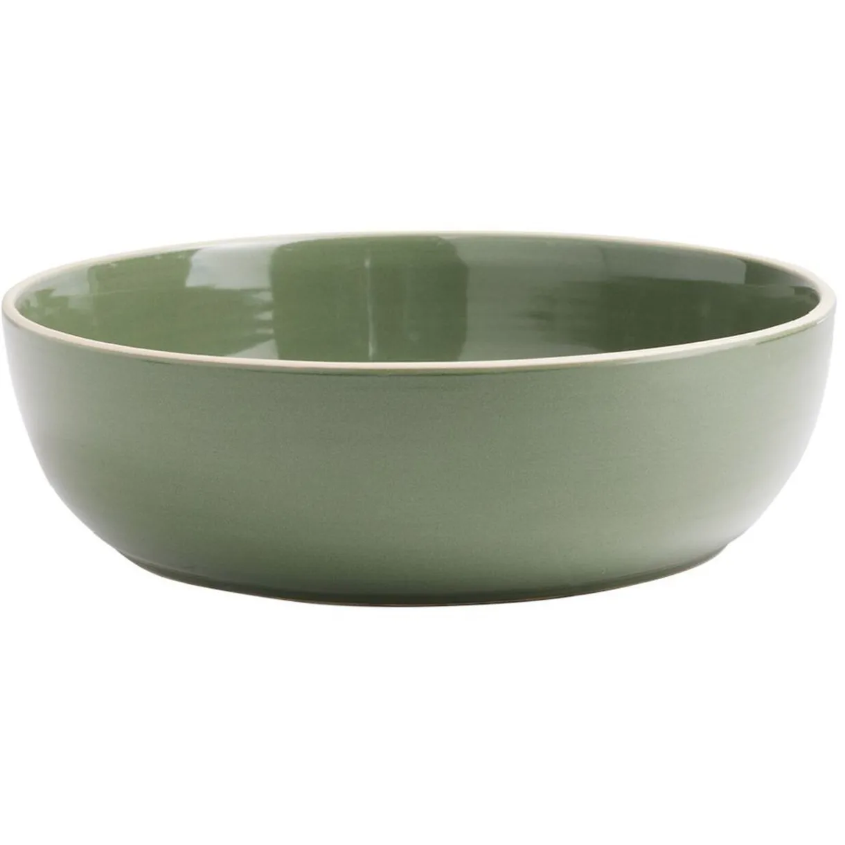 Assiette creuse faïence vert avec liseré crème^Gifi Best