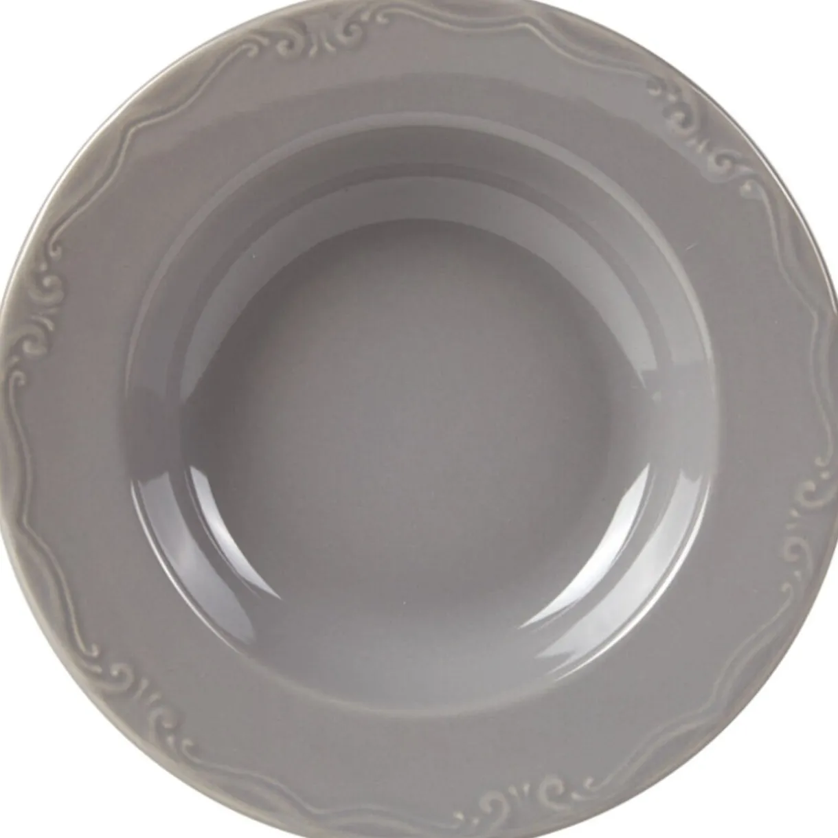 Assiette creuse grise festonnée^Gifi Discount