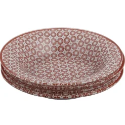 Assiette creuse Micro blanc et rouge fleurs à pois x4^Gifi Sale