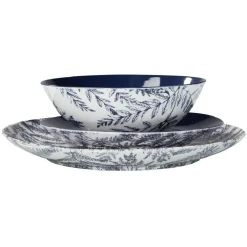Assiette creuse motif feuillage bleu et blanc^Gifi Online